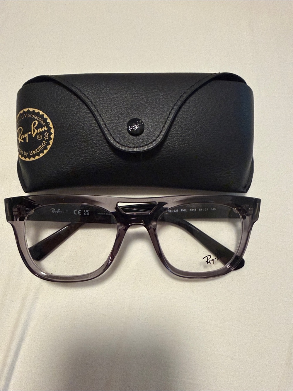 Ray-Ban Men's Translucent Gray Square Optical Glasses with Case